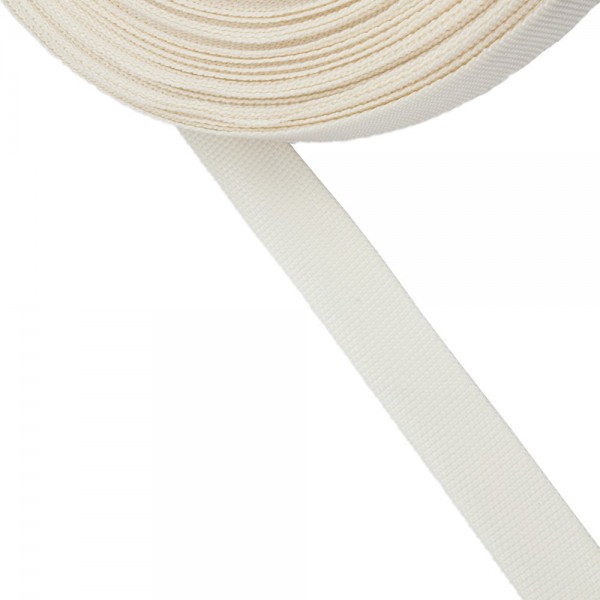 Trimming, webbing tape Synthetic Soft Ecru 22mm Thickness 0.7 mm