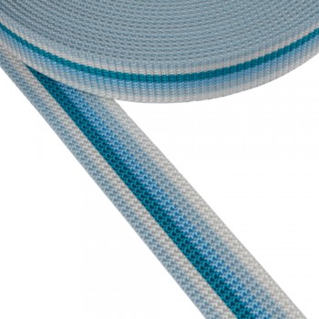 Synthetic belt, webbing tape in 30mm width and White Color with Stripes