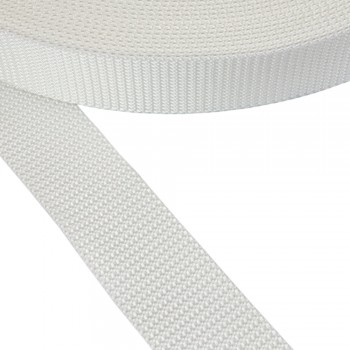 Synthetic belt, narrow fabric, webbing tape in 40mm width and White Color