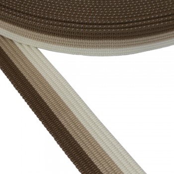 Cotton  narrow fabric, webbing tape in 40mm width and Brown Color with Stripes