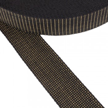Cotton belt, narrow fabric, webbing tape in 40mm width and Black Beige Color 