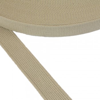Cotton belt, narrow fabric, webbing tape in 30mm width and Beige Color 