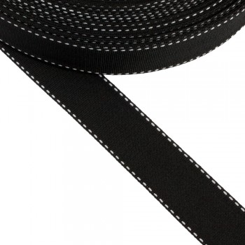 Soft Black Ribbon Gros 25 mm Synthetic