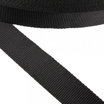 Synthetic belt, narrow fabric, webbing tape in 35mm width and Black Color