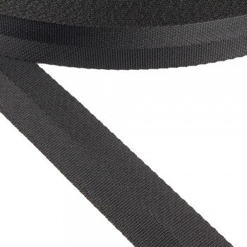Synthetic  narrow fabric, webbing tape in 30mm width and Black Color