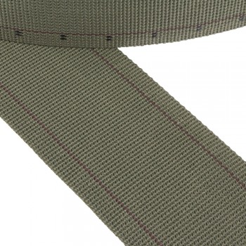 Stiff harness, webbing tape, narrow fabric in 72mm width and Khaki Color