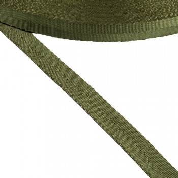 Polyester safety belt, strap, webbing tape in 20mm width and Khaki Color
