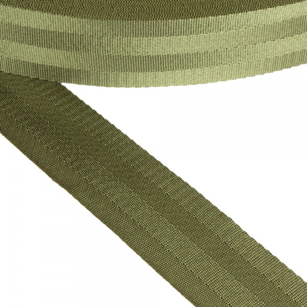 Synthetic (or polyester) belt, webbing tape in 40mm width and Khaki Color