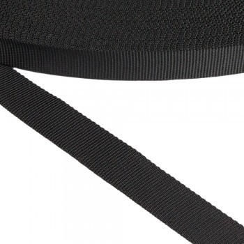 Synthetic tube type strap,  webbing tape in 25mm width and Black Color