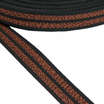 Cotton belt, narrow fabric, webbing tape in 40mm width and Black Brown Color