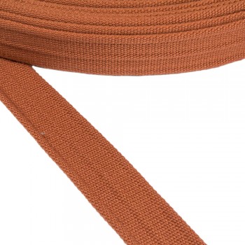 Cotton belt, narrow fabric, webbing tape in 40mm width and Terracotta Color