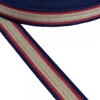 Belt Strap Cotton Semi-hard Blue with Stripes 30 mm Thickness 2 mm