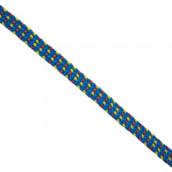 Synthetic webbing tape in 15mm width and Blue with Yellow Red weave