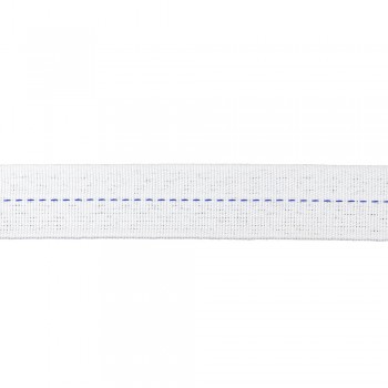 Twill Trimming Tape Synthetic White Color with Blue Stripe Width 25 mm