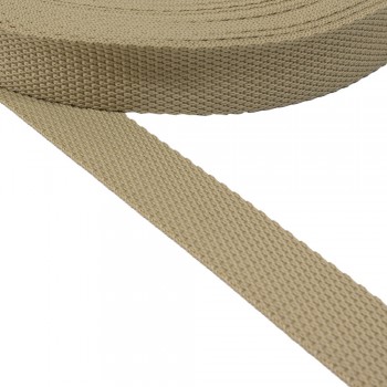Synthetic narrow fabric, webbing tape , trimming in 20mm width and Beige Color