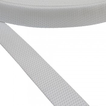 Synthetic ,narrow fabric, webbing tape , trimming in 25mm width and White Color