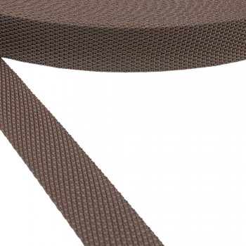 Synthetic ,narrow fabric, webbing tape , trimming in 25mm width and Brown Color