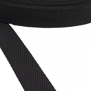 Synthetic narrow fabric, webbing tape ,trimming in 20mm width and Black Color