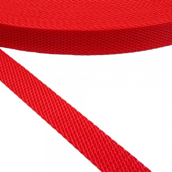Synthetic  narrow fabric, webbing tape, trimming in 20mm width and Red Color