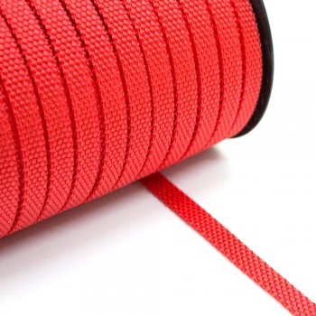 Synthetic belt, narrow fabric, webbing tape, Strap Synthetic Semi-Hard Red 10 mm Thickness 1.7 mm