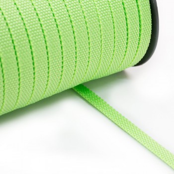 Synthetic belt, webbing tape,  Strap Synthetic Semi Hard Lime Green 10 mm Thickness 1.7 mm