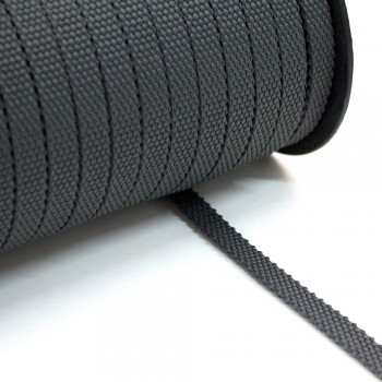 Synthetic belt, narrow fabric, webbing tape, Strap Synthetic Semi-Hard Dark Gray 10 mm Thickness 1.7 mm