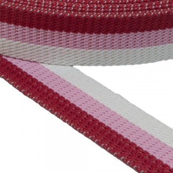 Cotton belt, narrow fabric , webbing tape, in 40mm width Red Pink White
