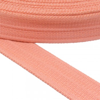 Cotton belt, narrow fabric, webbing tape, in 40mm width and Salmon Color