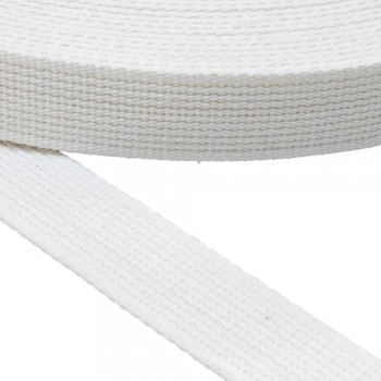 Cotton belt, narrow fabric, webbing tape, in 30mm width and White Colo