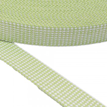 Cotton flexible belt, webbing tape, trimming in 25mm width and Lime Green Color