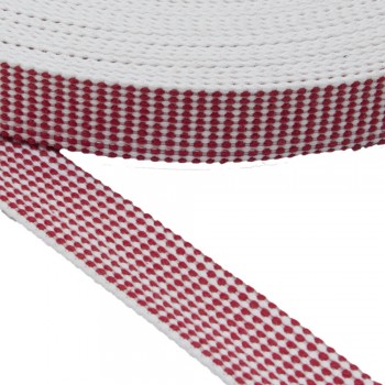 Cotton flexible belt, webbing tape , trimming in 25mm width and Red Color