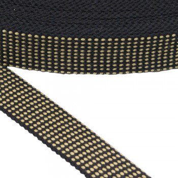 Cotton flexible belt,webbing tape , trimming in 25mm width and Black Beige Color
