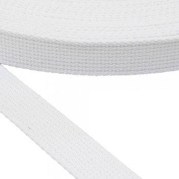 Cotton flexible belt,webbing tape , trimming in 25mm width and White Color