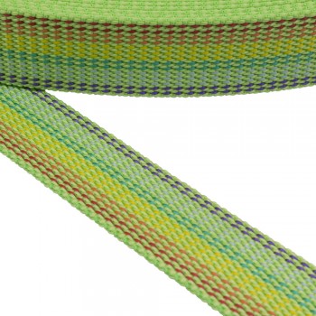 Synthetic belt, webbing tape, in 30mm width and Lime Green Color with Stripes