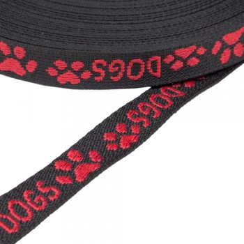 Synthetic flexible, webbing tape, for Dogs in 25mm width and Black Red Color
