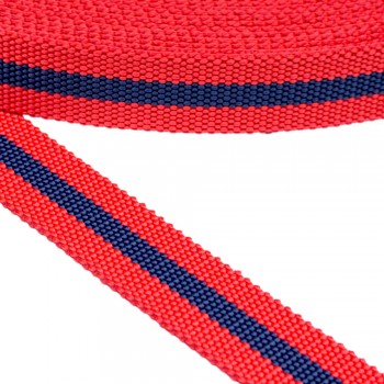 Strap Synthetic Hard Red with Blue Stripe 20 mm Thickness 1.5 mm